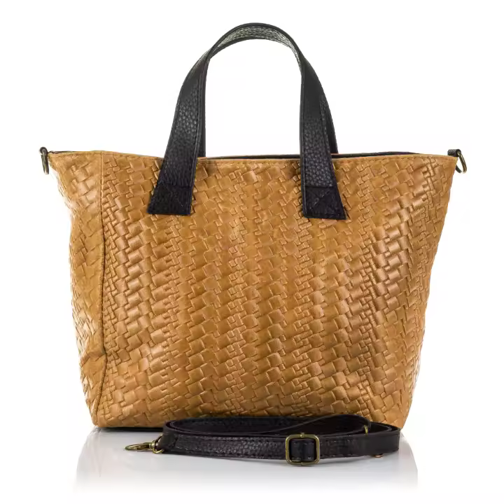 Firenze Artegiani. Cassandra Bolso tote Mujer.Piel auténtica Gamuza Grabado Entrelazado . Made in Italy. Vera Pelle Italiana. - 1