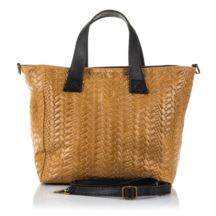 Firenze Artegiani. Cassandra Bolso tote Mujer.Piel auténtica Gamuza Grabado Entrelazado . Made in Italy. Vera Pelle Italiana. - 1