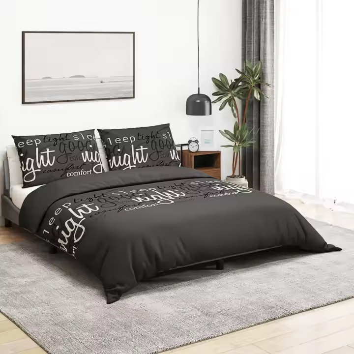 Juego de funda nórdica algodón negro 240x220 cm - 1