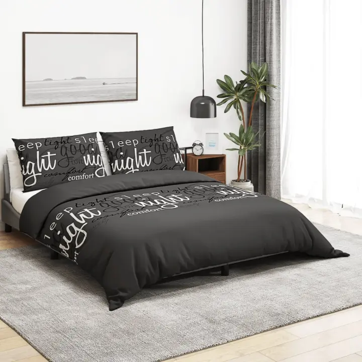 Juego de funda nórdica algodón negro 240x220 cm - 1