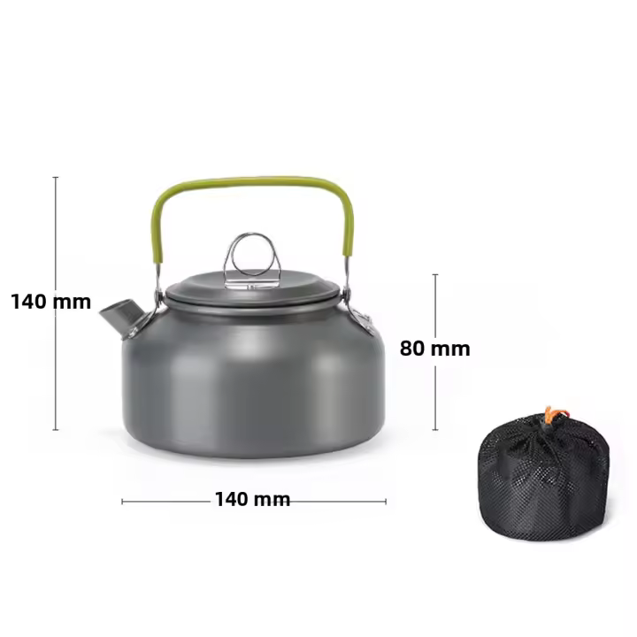 Kettle De Camping Portátil Exterior Antideslizante De Aluminio Ligero Con Manija Antisalpicaduras Para Picnic Y Cocina - 1