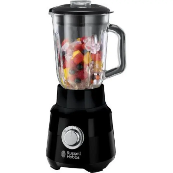 Russell Hobbs Batidora De Vaso Matte Black 24722-56 | 650W, 20,000 RPM, Jarra De Cristal 1,5L, Cuchillas De Acero Inoxidable De 4 Puntas, 2 Velocidades, Función Pulse, Bloqueo De Seguridad, Color Negro - 1