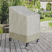 Outsunny Funda protectora para sillas de jardín apilables Lona impermeable 90L x 70W x 115H cm Oxford de alta densidad 600D Beige café - details 3