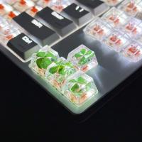 Juego De 4 Piezas De Keycap Para Teclado Mecánico DIY Flor Transparencia Resina Personalidad Cuatro Hojas De Grama - details 3