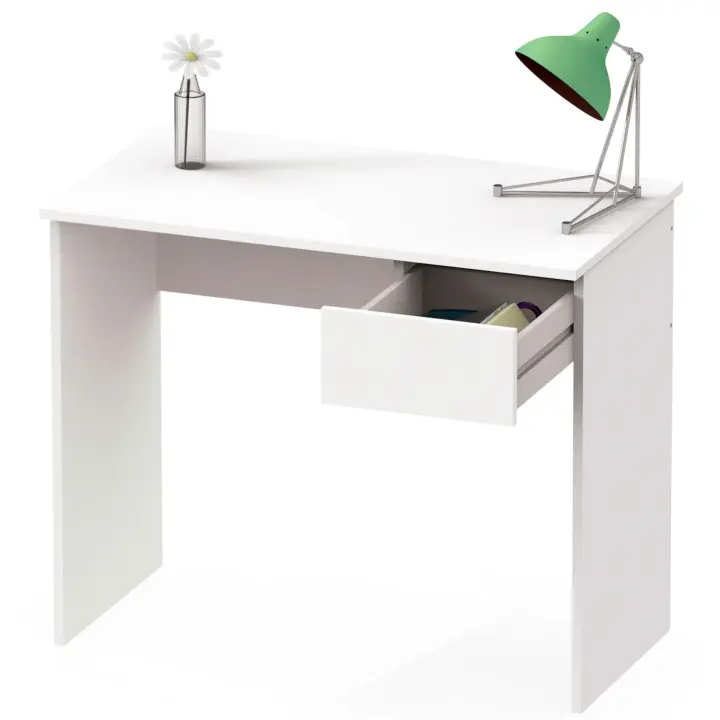 Briebe Nova Escritorio, Mesa de Ordenador 75x90x50cm, 1 Cajón, Oficina, Habitación Juvenil, Desk, , Blanco - 1