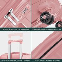 Maletas de viaje grandes color Rosa, Equipaje para avión, Maletas de viajes 23kilos (75x50x32 cm) y Mediana (66x45x28 cm) Rígida Polipropileno con 4 Ruedas Dobles 360°, Maletas de cabina - details 2