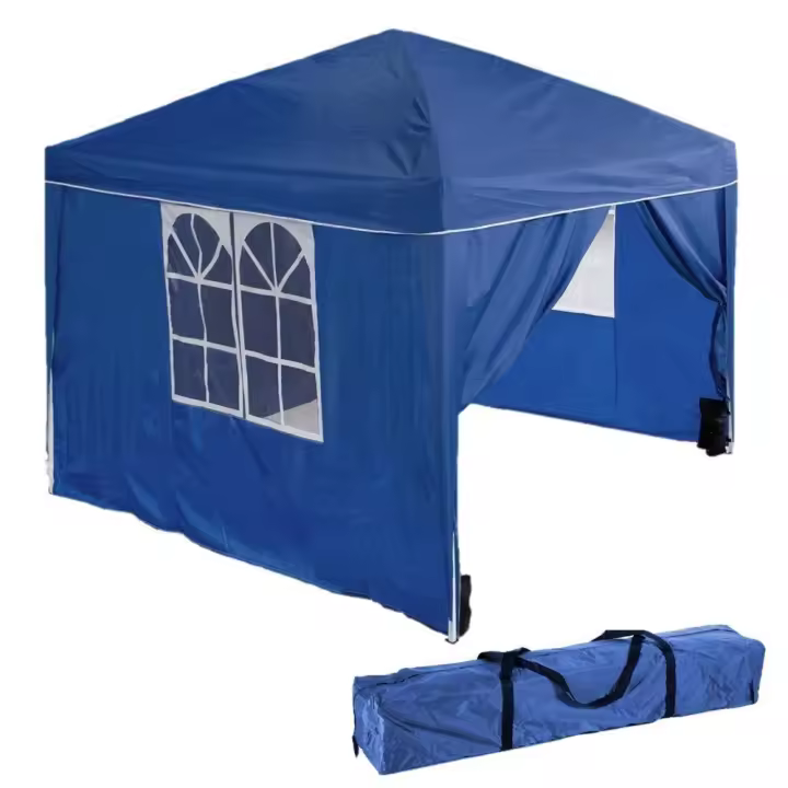 Carpa plegable azul con 3 laterales y puerta de 3x3m LOLAhome - 1