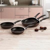Juego de sartenes (16/20/24cm)  Black antiadherentes en aluminio prensado aptas para todos los fuegos incluso para inducción y Bateria de cocina en acero inoxidable aptas para todo tipo de cocinas - details 1