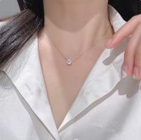 Collar de plata de ley 925 para mujer con solitario de circonita cúbica, joyería fina para regalar - details 1
