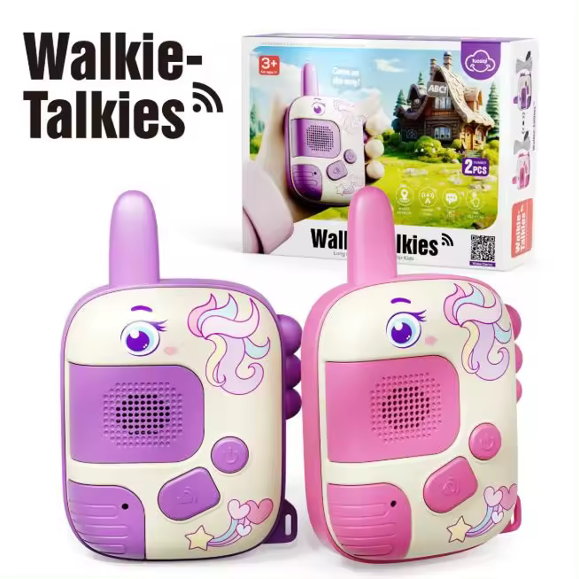 Walkie-talkie para niños, buscapersonas de transmisión inalámbrica de larga distancia, juguete de dibujos animados para conversación al aire libre con cordón - 1