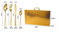 Besteck Set 12 Personen, Besteck 48-teilig Aus Hochwertigem Edelstahl Spiegelpoliertes Design Golden - details 0