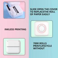 Mini impresora de bolsillo portátil sin tinta impresora fotográfica con papel de impresora de 13 rollos para impresora inalámbrica para iOS/Android Smartphone (rosa) - details 3