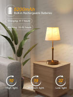 Lámpara De Mesa Recargable Simple Para Barra Y Escritorio Luz Nocturna Sin Cable Para Dormitorio Control De Brillo Con USB Y Toque Decorativa - details 2