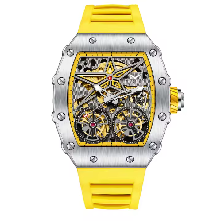 Reloj De Moda Lujo Para Hombres ONOLA Marca Automático Completo Resistente Al Agua Con Caja Hueca Y Correa De Plástico Estilo Casual - 1