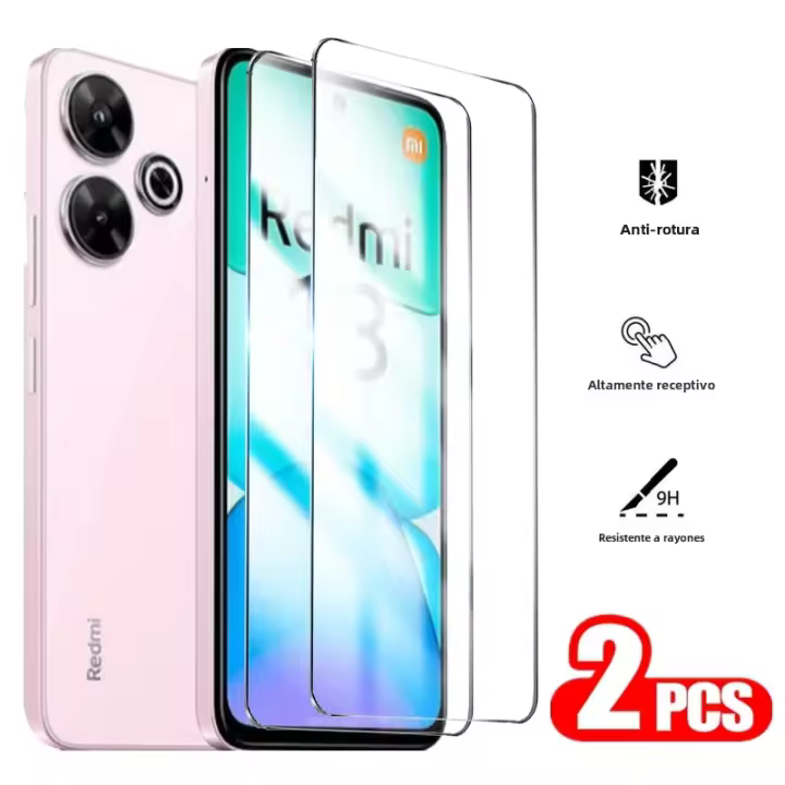 2Pcs Protector De Pantalla De Vidrio Templado Para Xiaomi Redmi 13 12 5G 4G Anti-Arrugas Y Anti-Rasguños Accesorios De Teléfono Móvil - 1