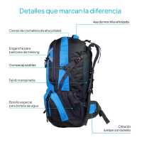 Ociodual OcioDual Mochila Senderismo 60 Litros, Mochila Trekking, Montaña y Camino de Santiago, Multifuncional, Ligera, Mochilas Hombre para Camping, Acampada, Marcha Nórdica, Supervivencia, Azul - details 2