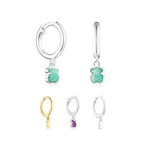 BIT Pendientes de Plata de Primera Ley para Mujer con Motivo de Oso, Cierre Criolla, Elegante y Diferente, Colección Cool Color，pendientes mujer plata 925，pendientes mujer，Joyeria y bisuteria para mujer - details 2