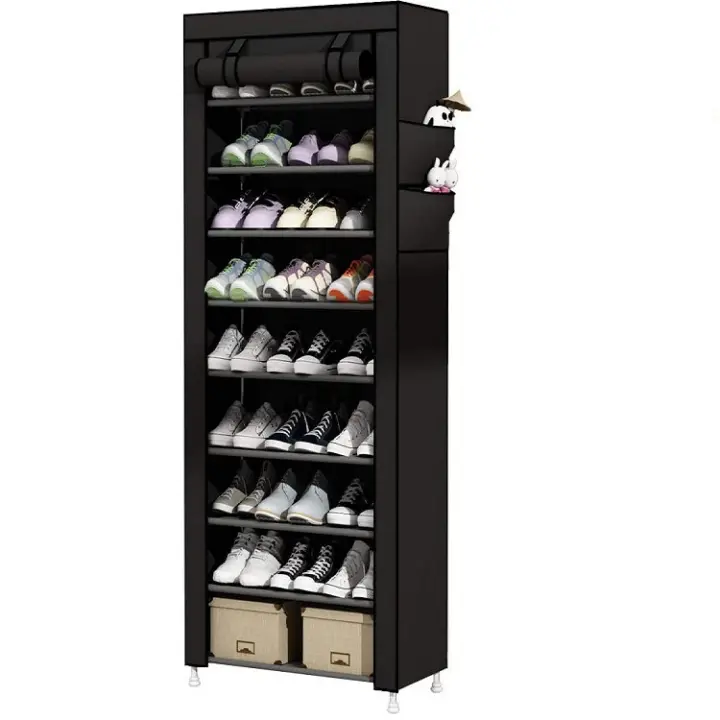 Fabric shoe cabinet with doors 160x30x60 cm - holds 27 pairs of shoes - 1