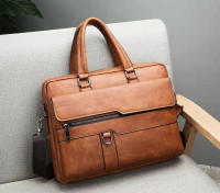 Bolso De Negocios De Cuero Para Hombre Bolso De Mano De Lujo Bolsa De Hombro Para Oficina A4 Portátil Bolsa Transversal MaleTote Bags - details 2