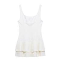 Vestido Mini Plegado TRAF 2025 Para Mujer Jumpsuit Sin Espalda Con Tirantes Playa Sexy Y Club Polyester Cierre De Cremallera - details 4