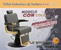 Sillón Barbero hidráulico reclinable y giratorio con reposabrazos Modelo LBH Gon Gold - details 0
