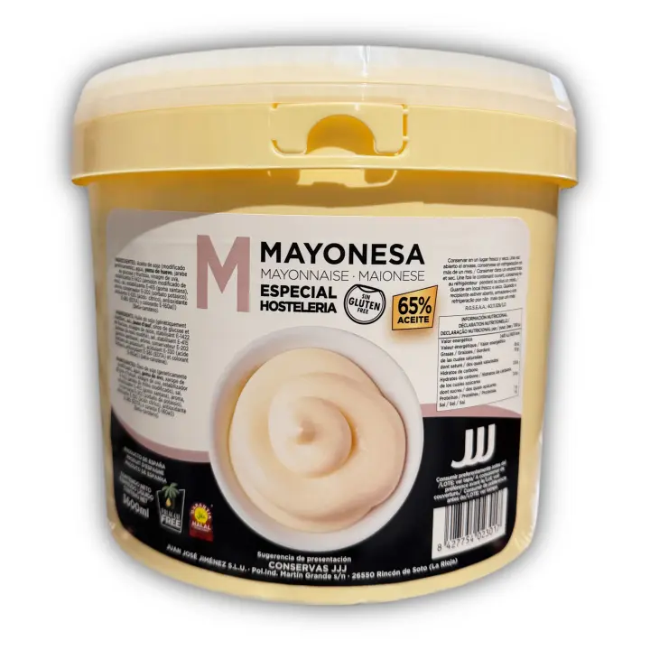 🥄 Mayonesa Clásica JJJ – Cremosa, con 65 % de aceite y sabor suave. Perfecta para acompañar, mezclar o cocinar. Textura estable y uso versátil en cocina profesional o doméstica. Calidad extra - 1