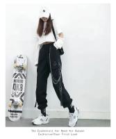 Pantalones De Mujer Estilo Coreano Tendencia Negros Sueltos Primavera Otoño Casuales Cargo High-Waisted Con Bolsillos Y Cierre Elástico - details 2