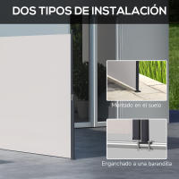 Outsunny Toldo Side Extensible, Toldo de jardín 300 x 140cm, Pantalla de privacidad con protección UV, Parabrisas, Metal, para terraza, Balcón, Poliéster, Gris claro - details 5