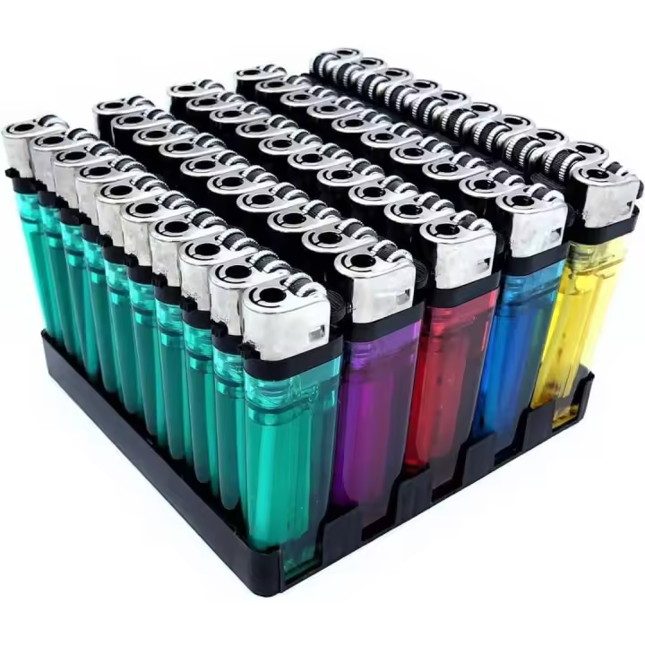 DISPAU Pack de 50 Mecheros Desechables Transparentes de plástico con Rueda de Piedra, Enciende con Estilo y Comodidad - 1