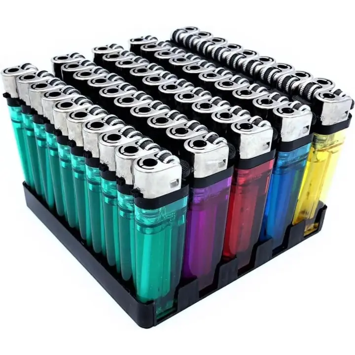 DISPAU Pack de 50 Mecheros Desechables Transparentes de plástico con Rueda de Piedra, Enciende con Estilo y Comodidad - 1