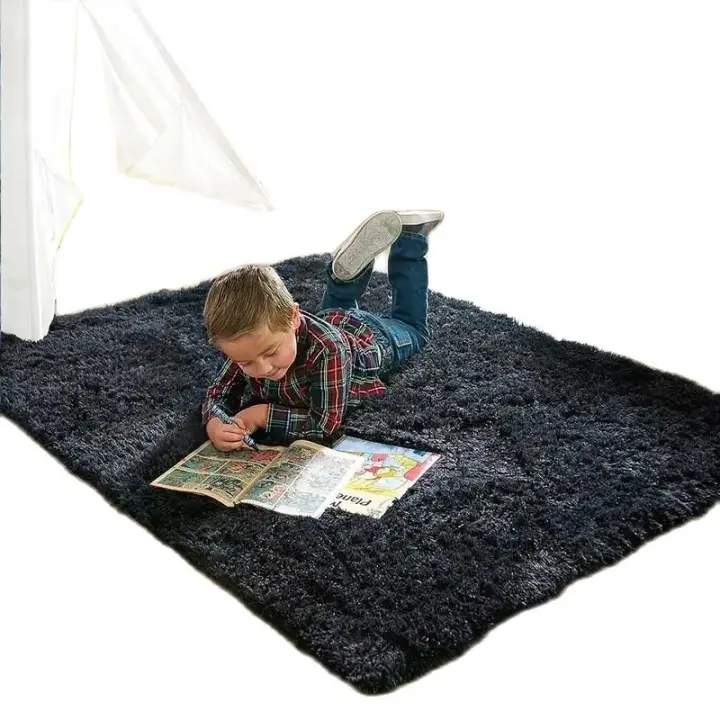 Carpetas Suaves De Pelo Negro Para Sala De Estar Y Dormitorio Alfombra Moderna Para Hogar Decorativa Para Pisos Y Camas - 1