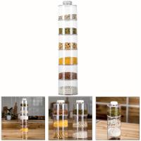 Estante De Especias Plegable De 6 Piezas Jars Torre De Ahorro De Espacio Para Cocina Condimentos Hierbas Con Tapa Para Seasoning - details 3