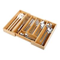 X-Organizador de Cubiertos Extensible de Bambú para Cocina, Bandeja de Cubiertos para Cajón y Almacenamiento de Utensilios de Cocina, Cubiertos, Cubertero Organizador - details 6