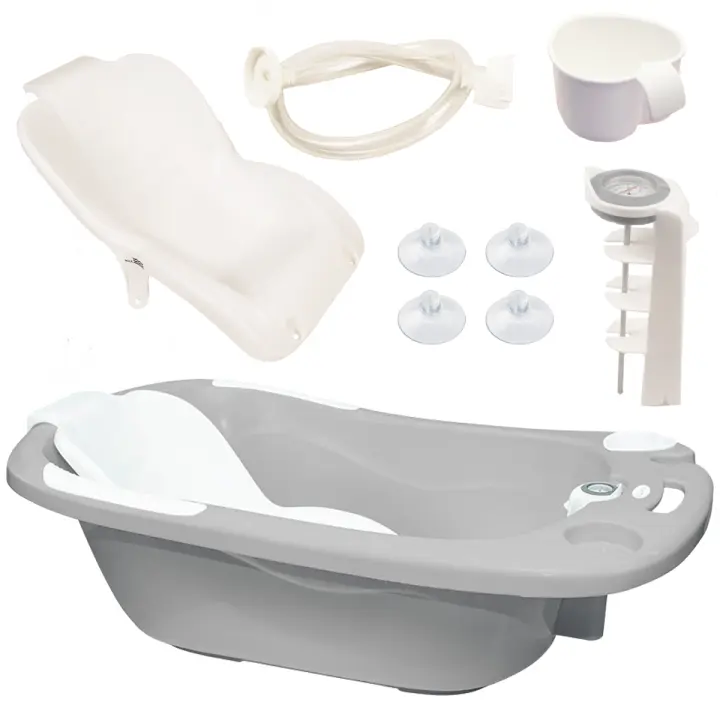 Olmitos - Cubeta Bañera para Bebé | Incluye Reductor Antideslizante y Termómetro de Agua, válvula de vaciado y cacito para agua | Desde 0+ Meses - 1