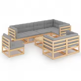 VIDAXL 3076719 conjunto de muebles para jardín fabricado en pino con cojines de color gris vida xl - 1