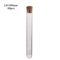 20Pcs Tubos De Prueba De Plástico Transparente De 12x100mm Con Tapas De Madera Para Laboratorio Escolar Suministros De Bodas Regalo - details 1