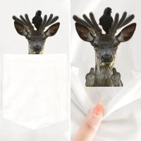 Camiseta De Algodón HX Con Diseño De Animal Ciervo Y Corrales Impresión Doble Dedo Medio Bolsillo Para Hombre Ropa De Verano Manga Corta - details 7