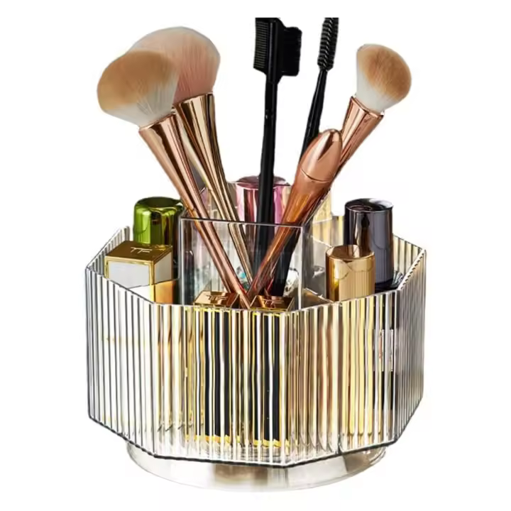 Estuche de Maquillaje Giratorio 360° con 5 Ranuras para Cuidado de la Piel Display de Cosméticos Organizador de Almacenamiento para Muebles y Organización - 1