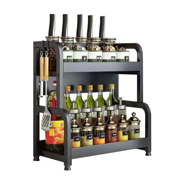 XOKOTAKI 𝗢𝗿𝗴𝗮𝗻𝗶𝘇𝗮𝗱𝗼𝗿 𝗱𝗲 𝗘𝘀𝗽𝗲𝗰𝗶𝗮𝘀, Especiero para la Cocina de Niveles, Estante de Condimentos Almacenamiento de Botes, Hierbas y Vajilla para la Despensa, Acero al - 1