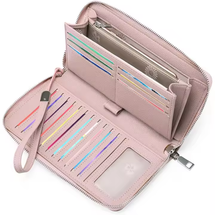 Monederos de piel para mujer, monederos RFID para mujer con múltiples ranuras para tarjetas y compartimentos espaciosos - 1