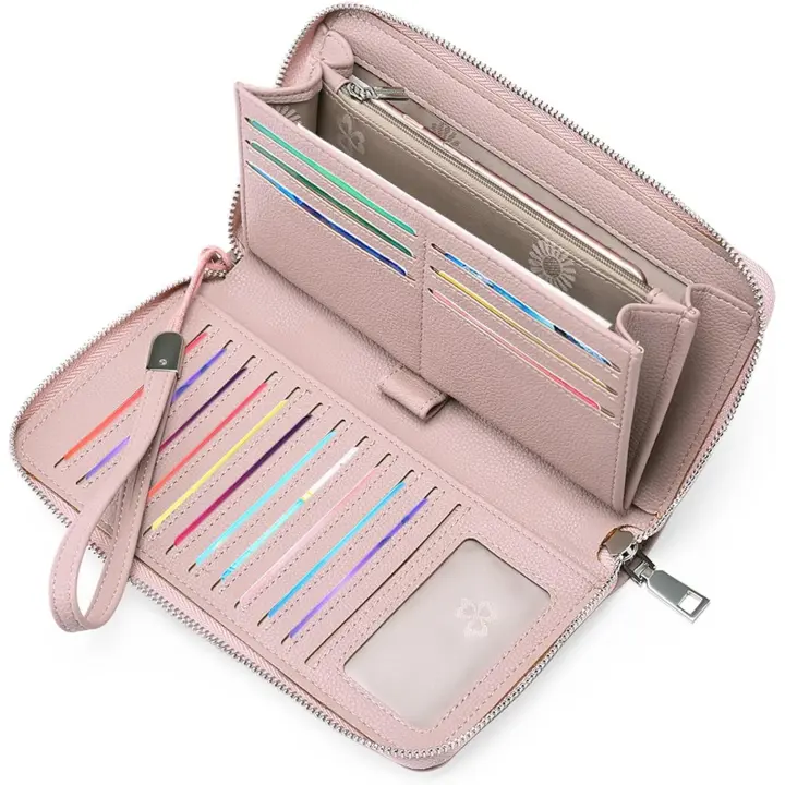 Monederos de piel para mujer, monederos RFID para mujer con múltiples ranuras para tarjetas y compartimentos espaciosos - 1