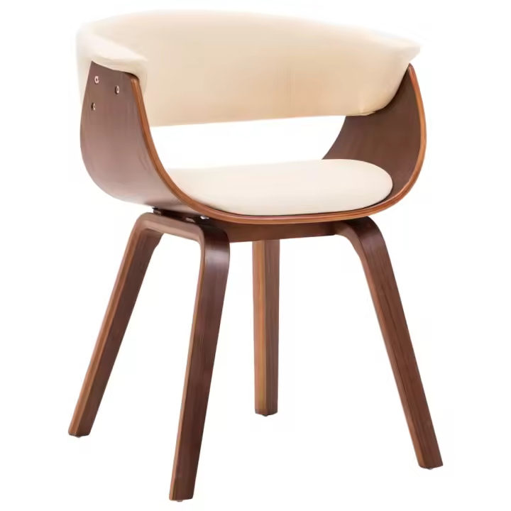 vidaXL Silla de comedor madera curvada y cuero sintético crema en color crema y marrón oscuro/negro y marrón claro/negro y marrón oscuro | cómodas modernas ergonómicas para comedor cocina salón hogar - 1