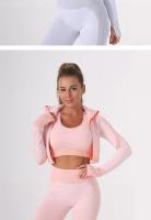 Traje de Yoga transpirable sin costuras para mujer, ropa de Fitness de verano, conjunto de tres piezas de secado ajustado, zapatos deportivos, accesorios de ropa - details 9