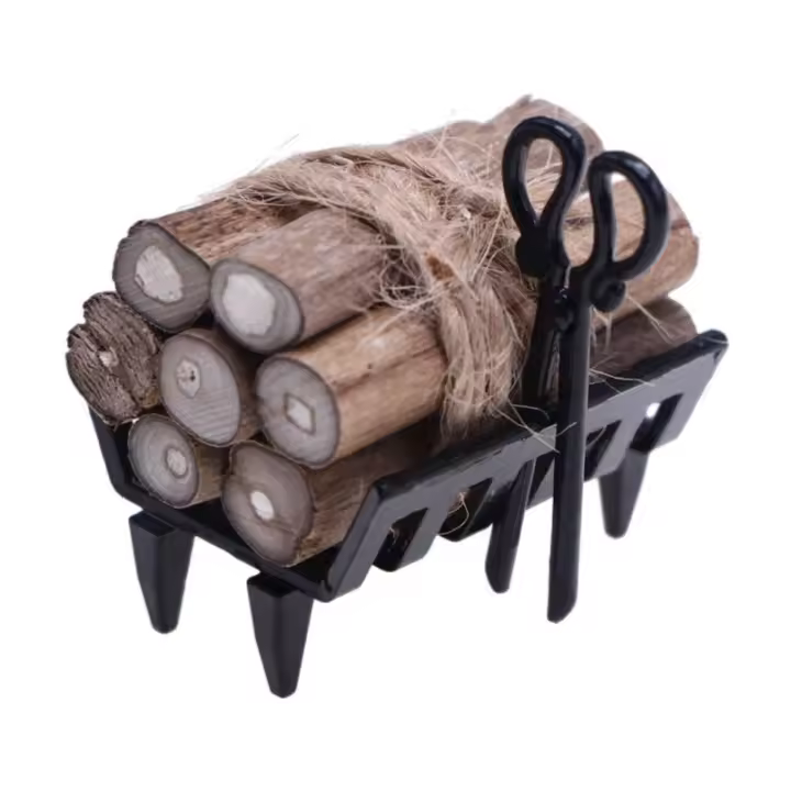 Pila De Madera Para Miniatura De Casa De Muñecas 1:12 Con Estante De Hogar Fuego Decoración De Escena De Jardín De Fairy Garden - 1