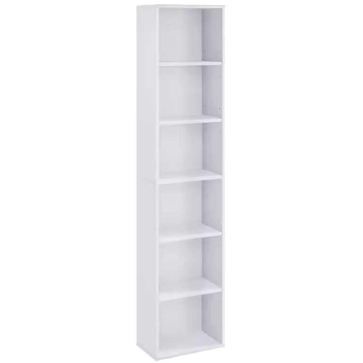 Estantería Escandinava 6 Estantes Blanco, Ideal para Salón, Estudio, Oficina, Dormitorio, Diseño Moderno y Funcional, 40x24x178,5 cm - 1