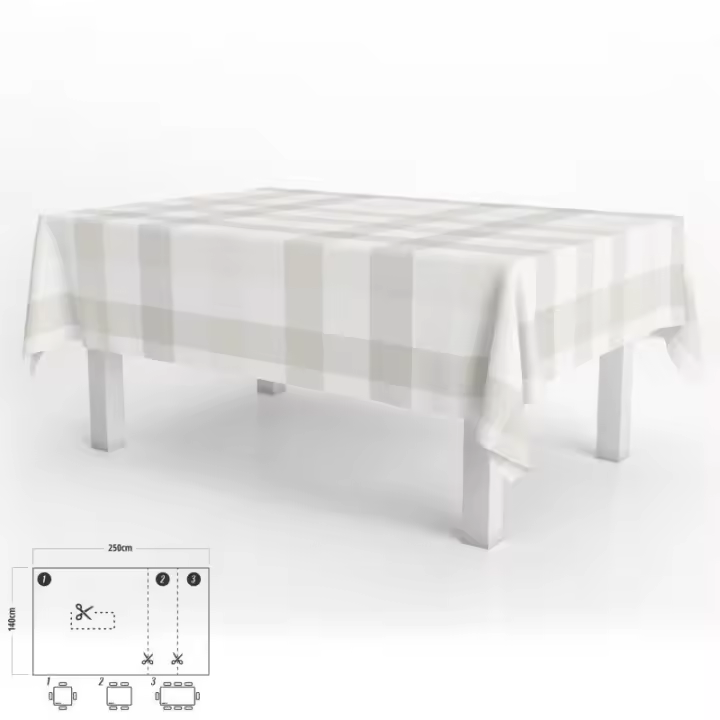 Oryx Mantel Antimanchas Hule Rectangular 140 X 250 Cm Cuadros Beige - Impermeable y Antideslizante - 1