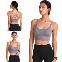 Deportivo De Mujer En Nylon Con Espalda Cruzada Y Aros Sin Costuras Almohadillado Para Gimnasio Yoga Correr Top Corto Transpirable - details 3