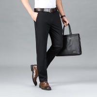 Pantalones Casuales De Seda Para Hombre Primavera/Verano Cintura Media Pierna Larga Y Recta Cómodos Y Transpirables Con Bolsillos - details 13