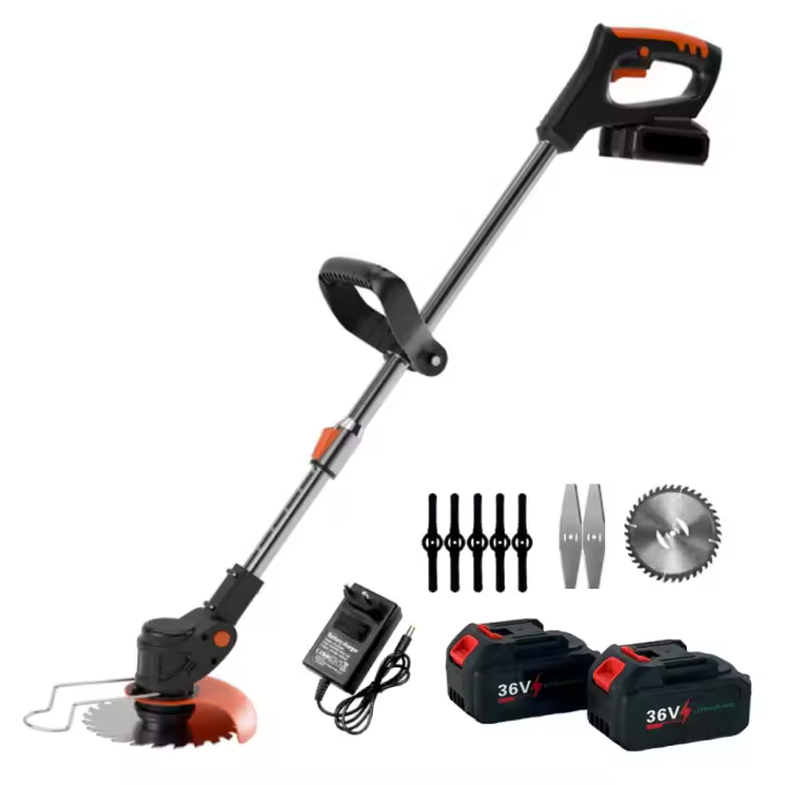Cortacésped Linea Hd  a baterías de 36V , telescópico ajustable, 2 baterías 2600mAh, 4000W, 8 discos, desbrozadora eléctrica - 1