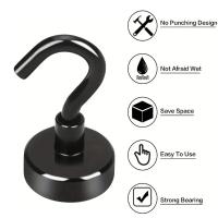 6Pcs Gancho Magnético Negro 15 Lbs (Aproximadamente 7Kg) Para Colocaciones Internas Cocinas Lugares De Trabajo Oficinas Y Garage - details 1